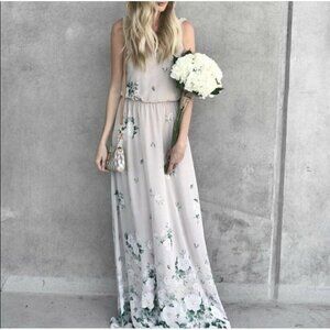 SHOW Me Your MuMu Floral bridesmaid maxi dress SMALL beige sleeveless